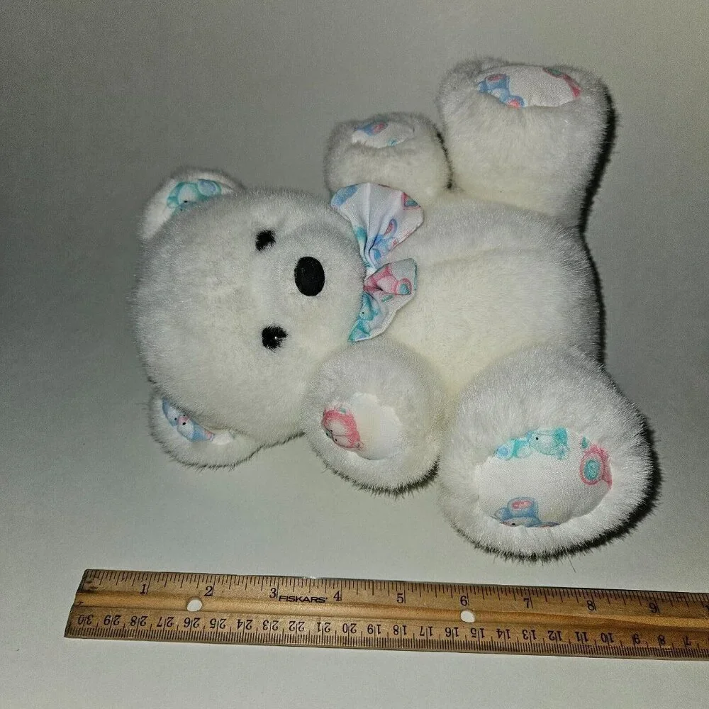 VTG Carter's White Teddy Bear Rattle Plush 8